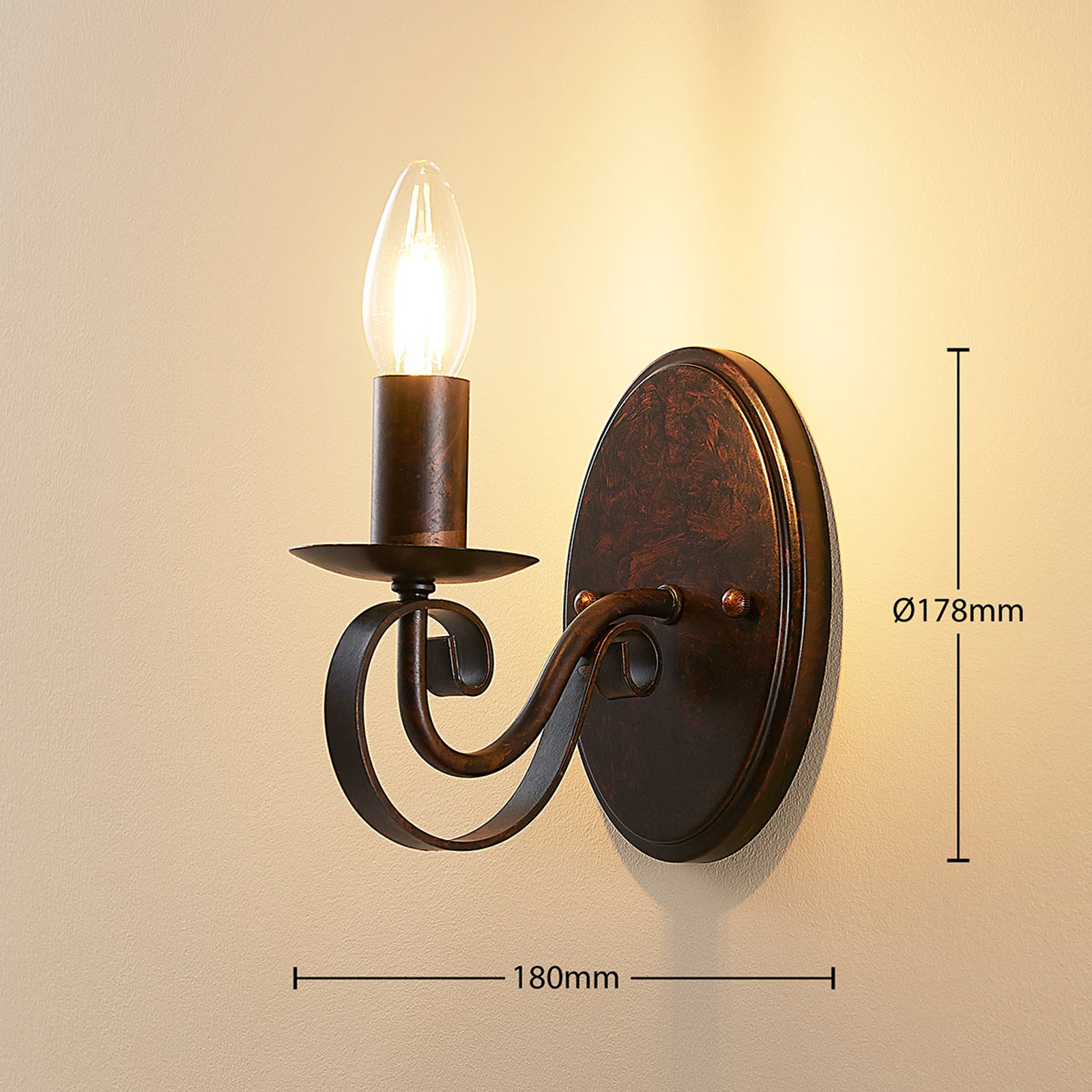 Lucande Caleb - Ruosteenvärinen Maalaistyyli-seinävalaisin - Image 2