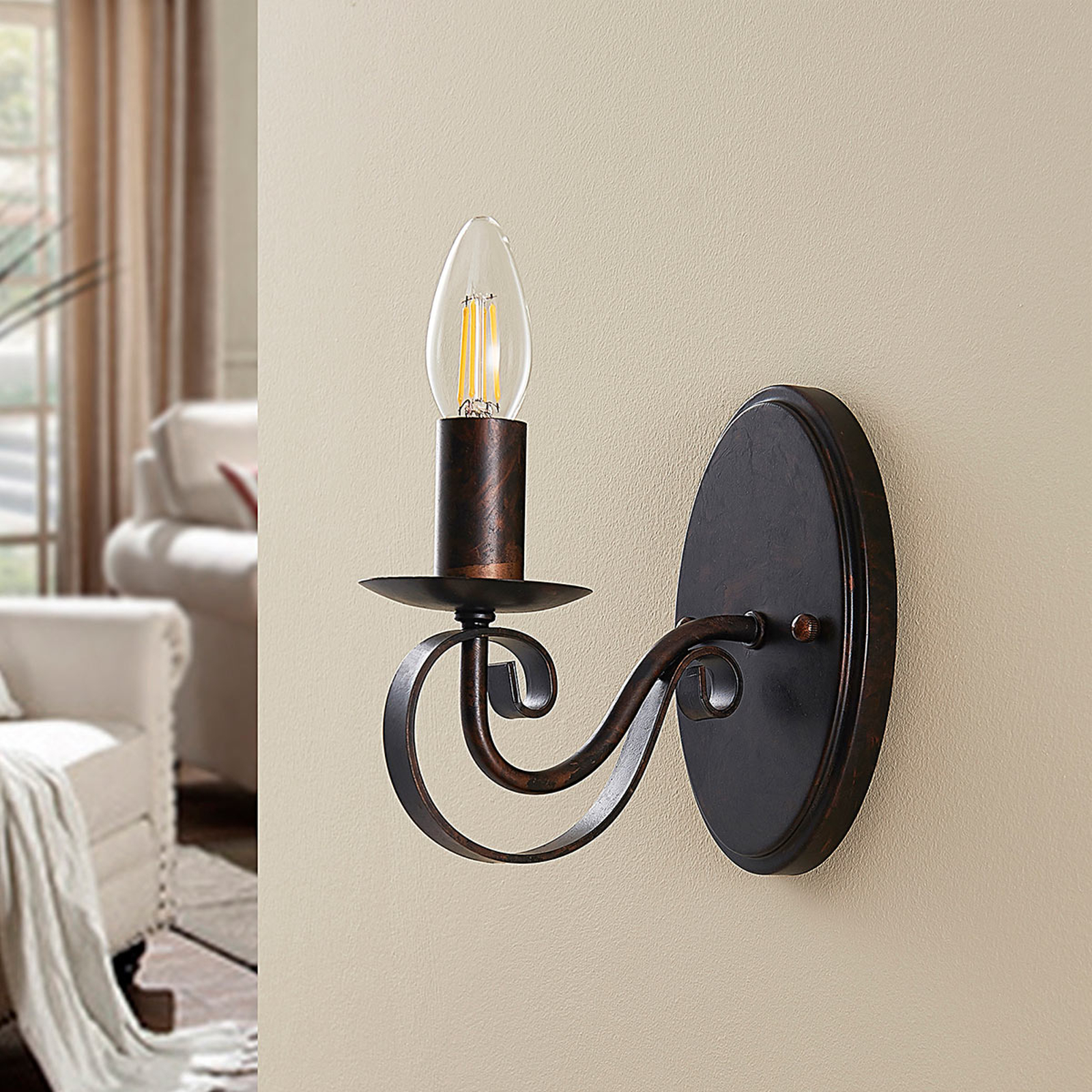 Lucande Caleb - Ruosteenvärinen Maalaistyyli-seinävalaisin