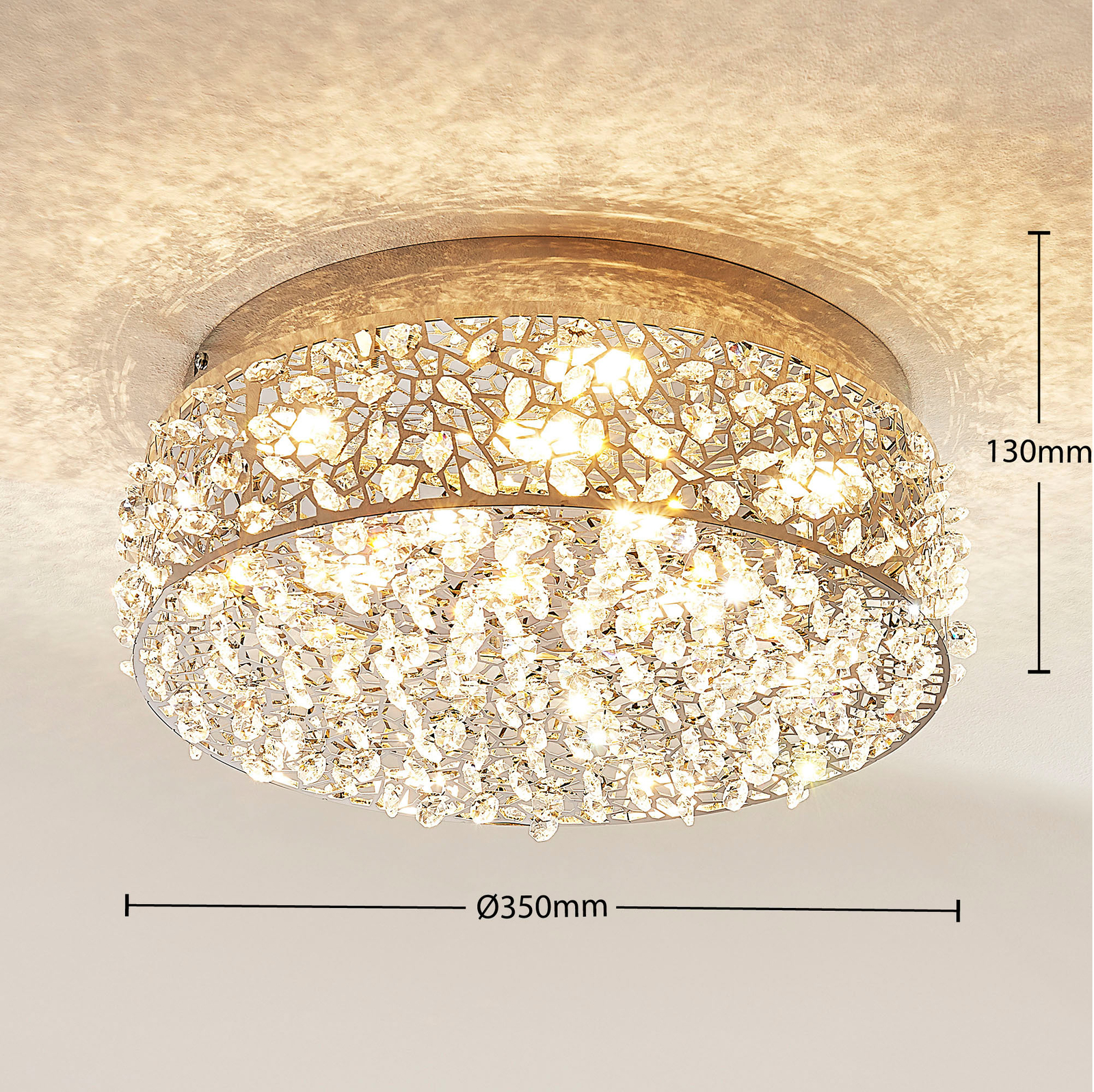 Lucande Kimalteleva LED-kattovalaisin Felias, Pyöreämuoto - Image 4