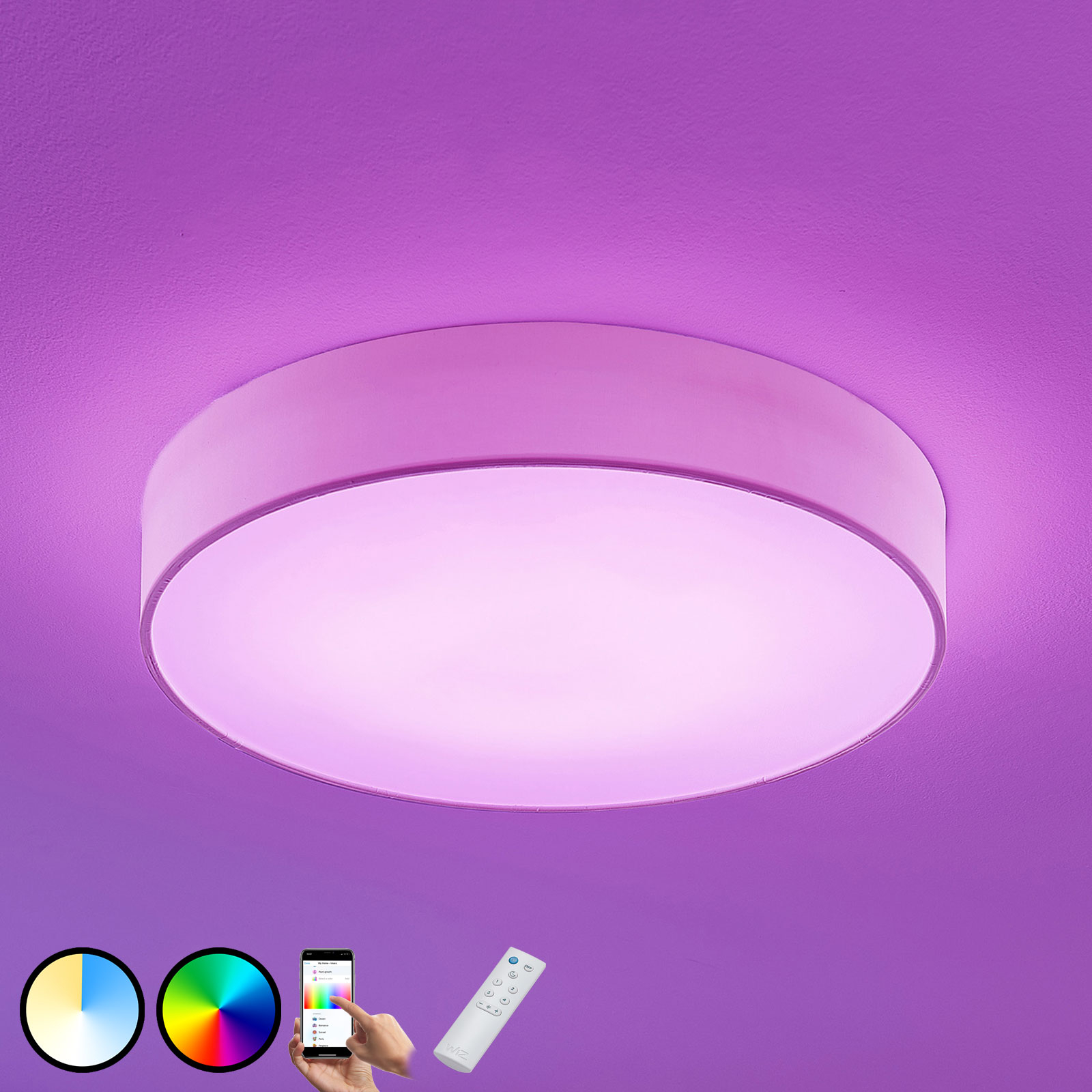 Lucande LED-RGB-kattovalaisin Ajai 3 000–5 000 K WiZ 60 cm