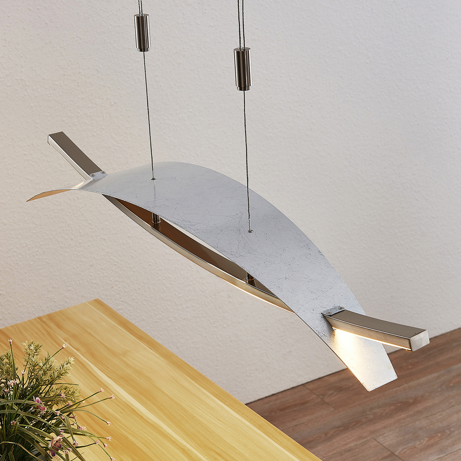 Lucande LED-riippuvalaisin Marija, Vaakasuora, Hopea - Image 7