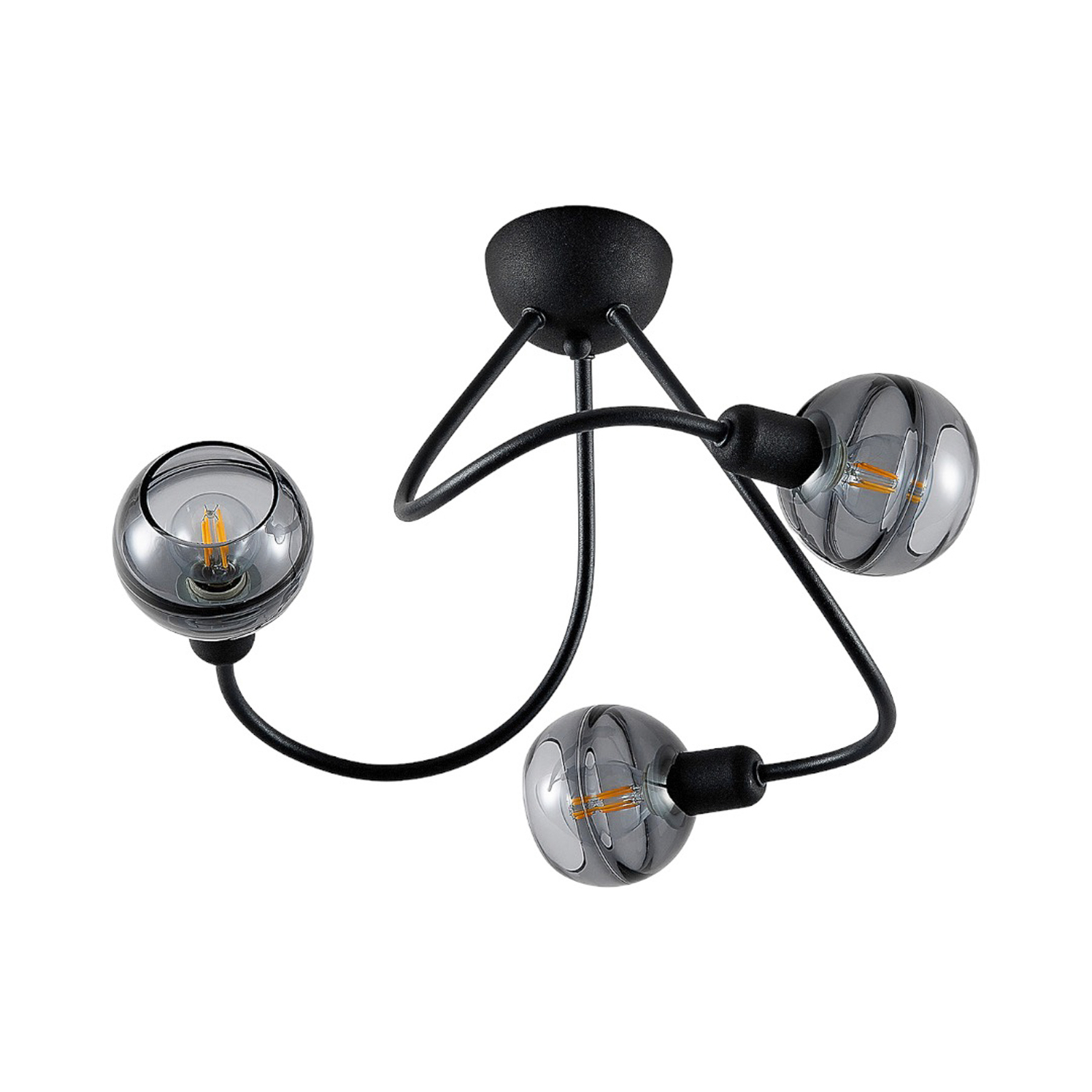 Lucande Ably -kattovalo, Savulasia, 3-lamppuinen - Image 2