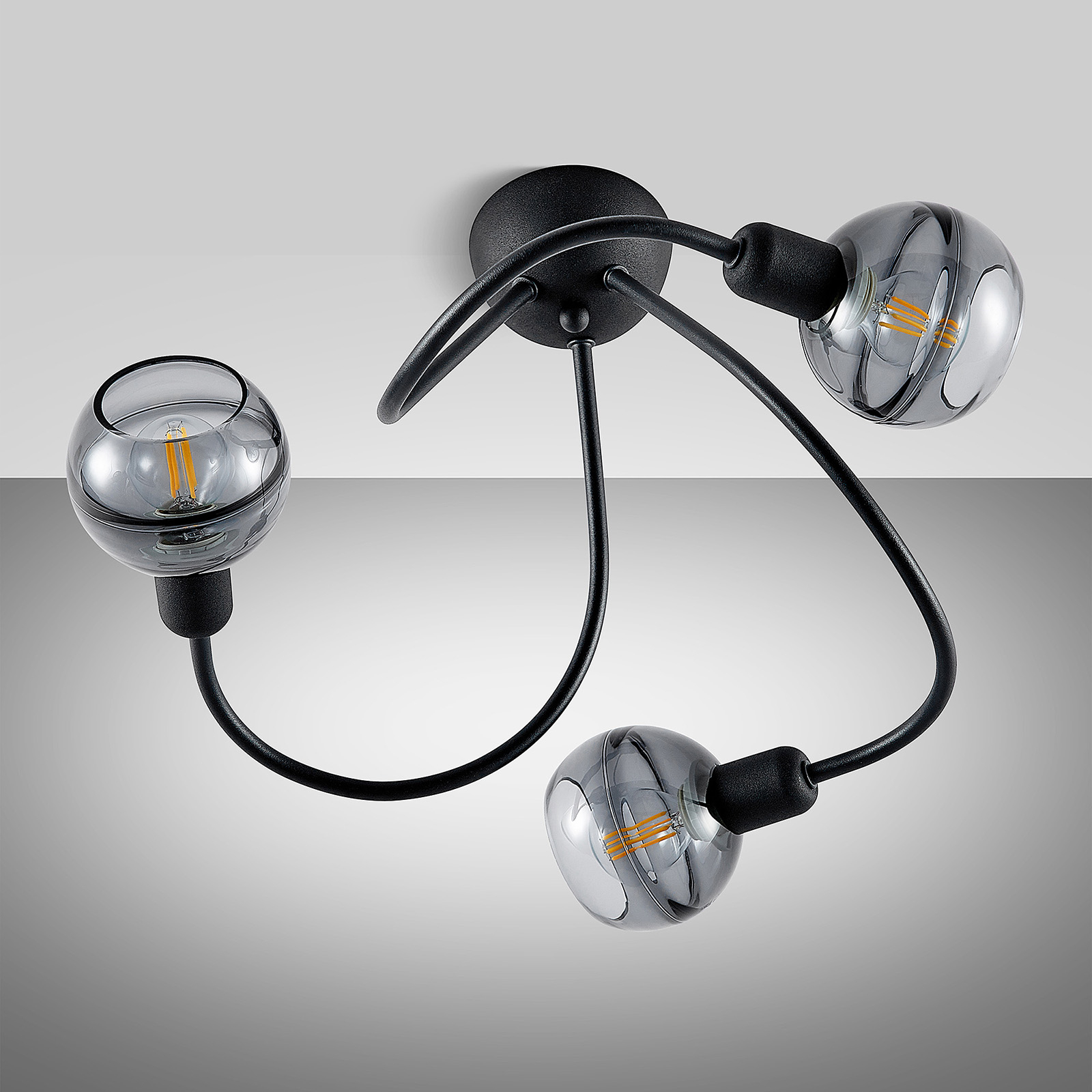 Lucande Ably -kattovalo, Savulasia, 3-lamppuinen - Image 5