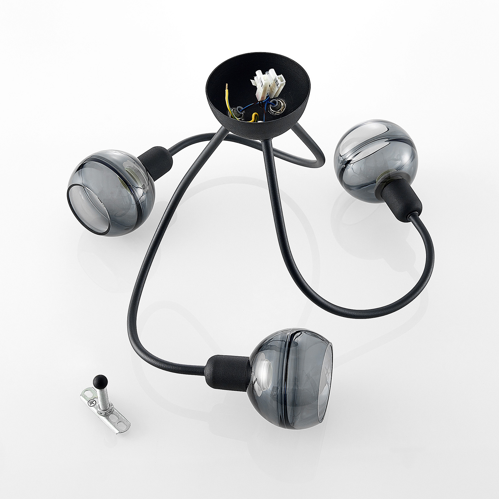 Lucande Ably -kattovalo, Savulasia, 3-lamppuinen - Image 8