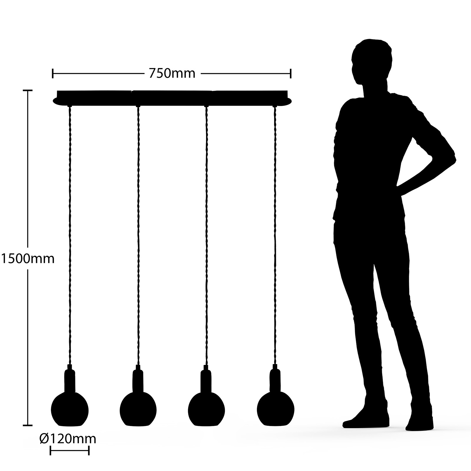 Lucande Ably -riippuvalo, Savulasia, 4-lamppuinen - Image 3
