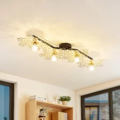 Lucande Alexaru -kattovalaisin, 4-lamppuinen Kulta