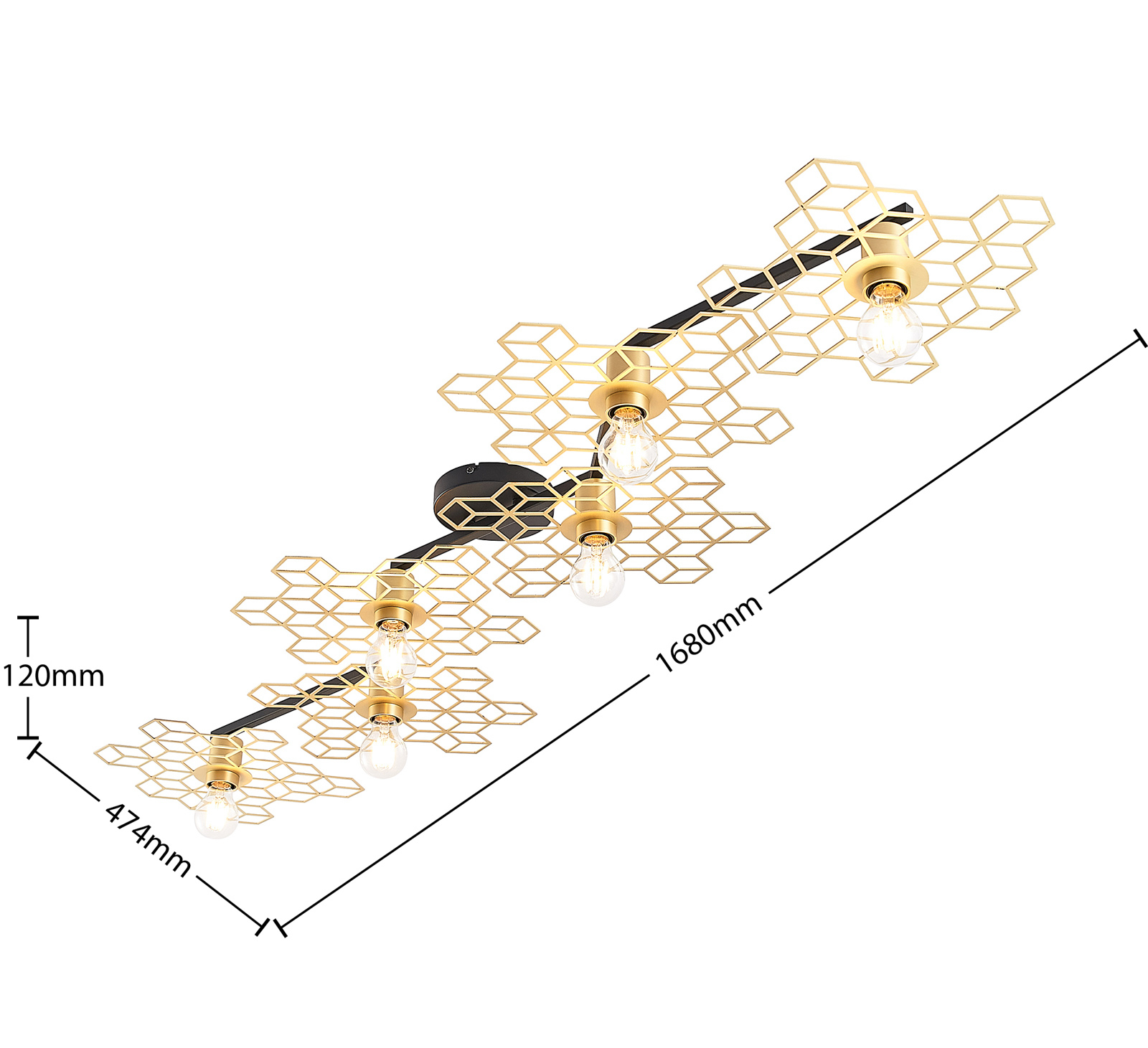 Lucande Alexaru -kattovalaisin, 6-lamppuinen Pitkä - Image 4