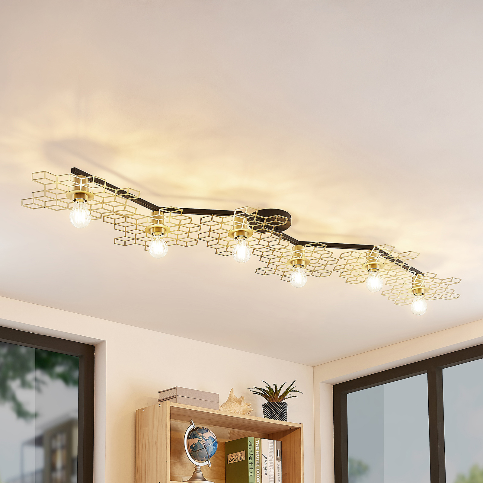 Lucande Alexaru -kattovalaisin, 6-lamppuinen Pitkä - Image 9