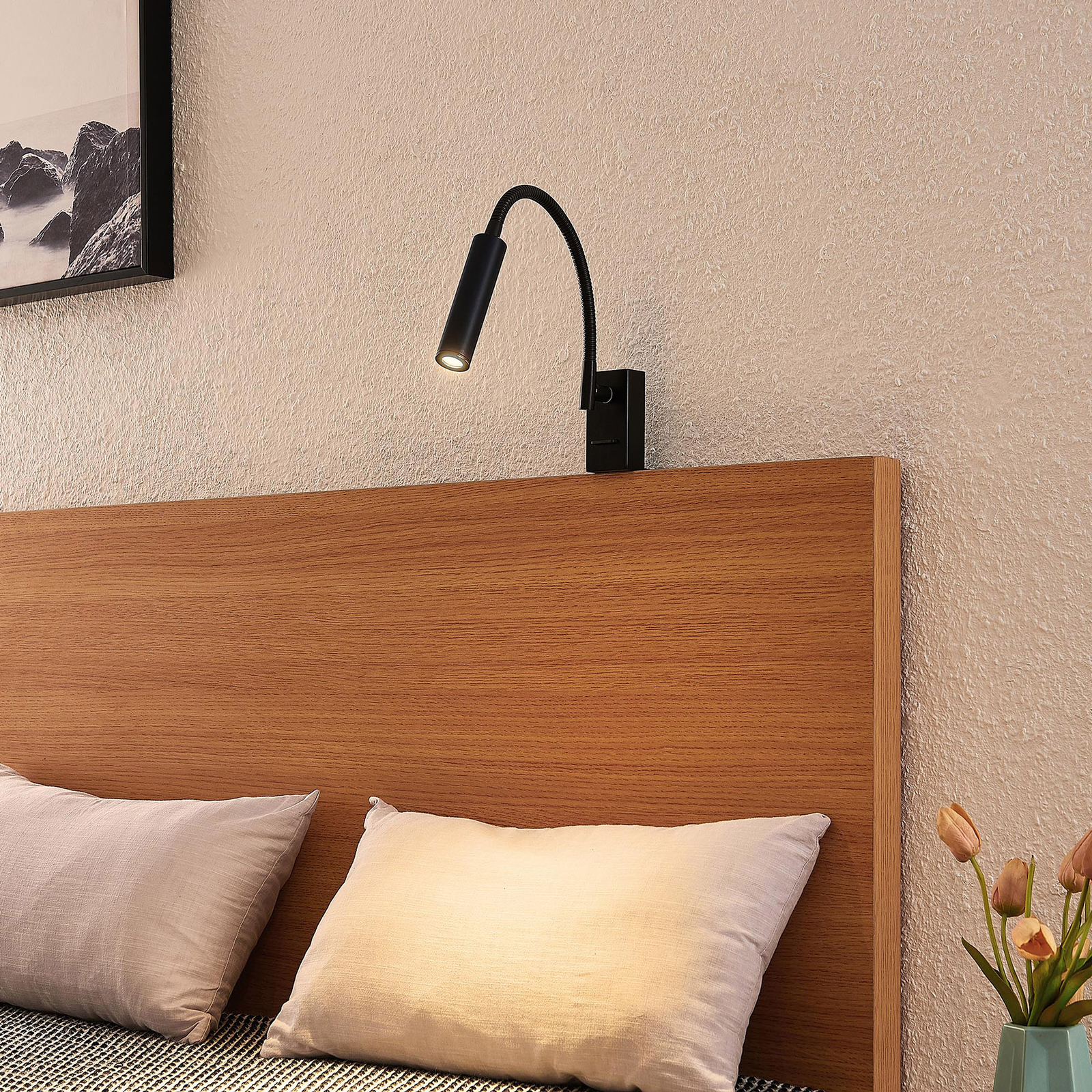 Lucande Anaella -LED-seinävalaisin, Musta, 55 Cm - Image 5