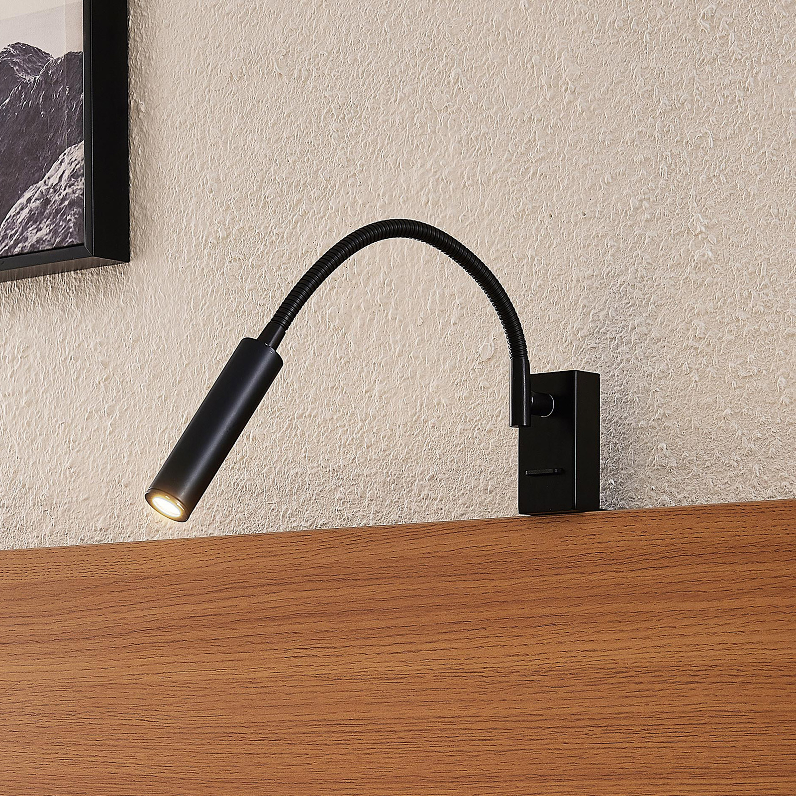 Lucande Anaella -LED-seinävalaisin, Musta, 55 Cm - Image 9