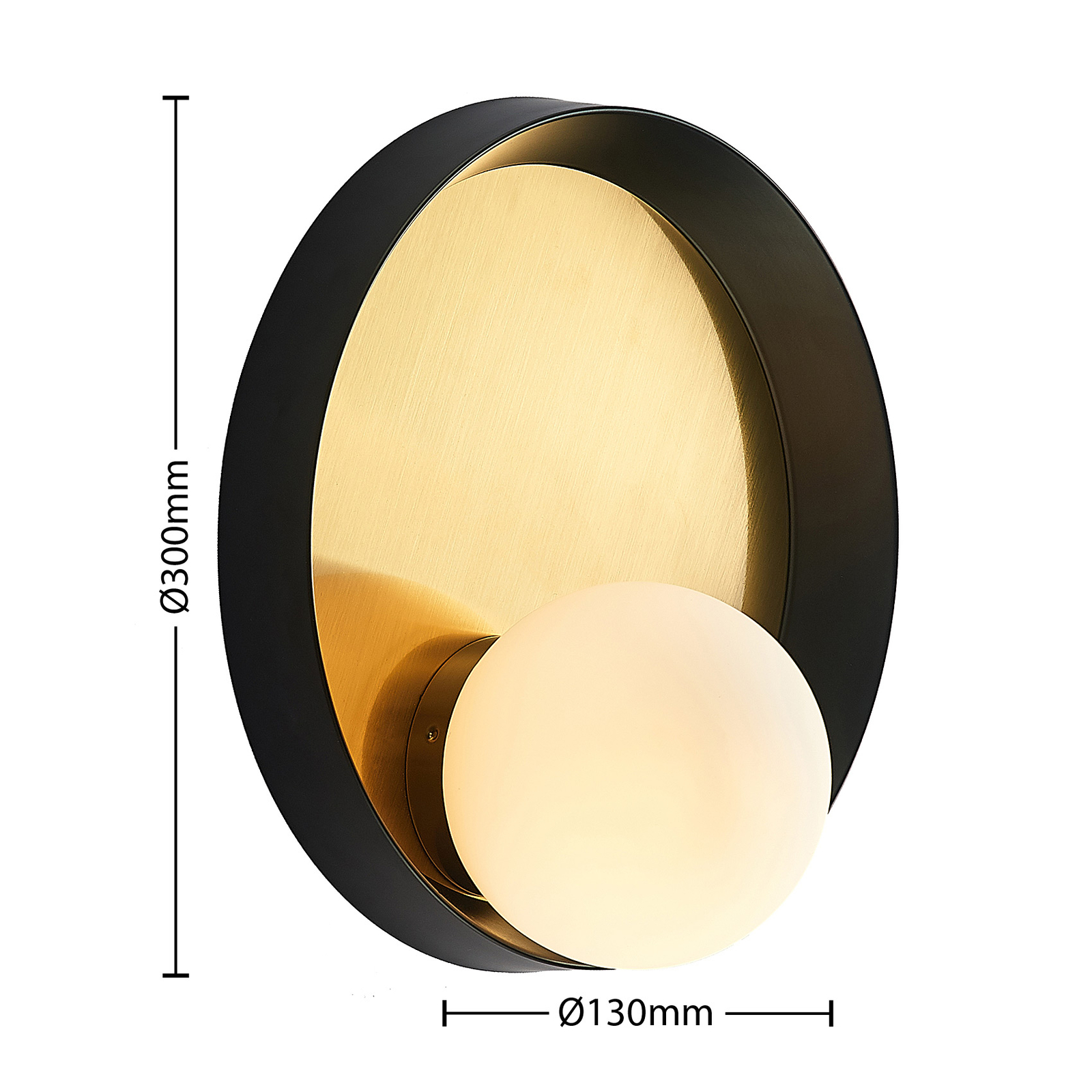 Lucande Andelina -seinävalaisin, Pyöreä, Messinki - Image 3