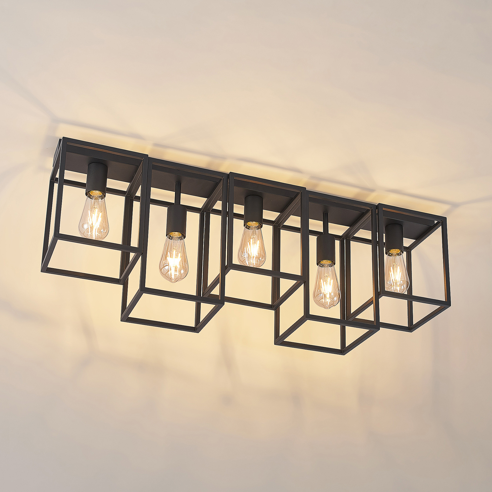 Lucande Andrik -kattovalaisin 5-lamppuinen, Musta - Image 3