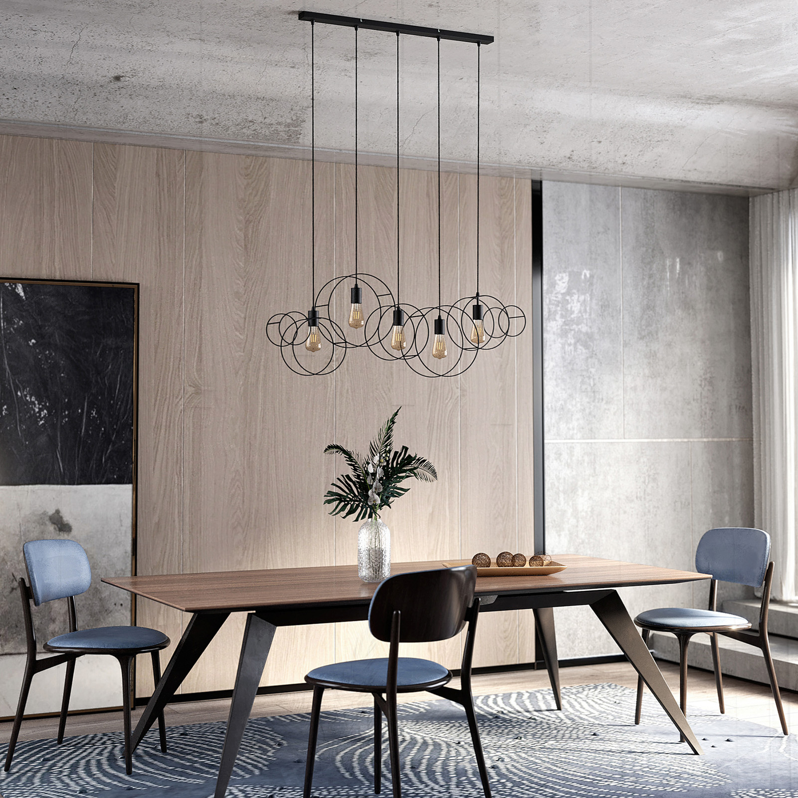 Lucande Andrik -riippuvalo, 5-lamppuinen, Ympyrät - Image 2