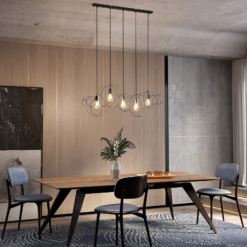 Lucande Andrik -riippuvalo, 5-lamppuinen, Ympyrät