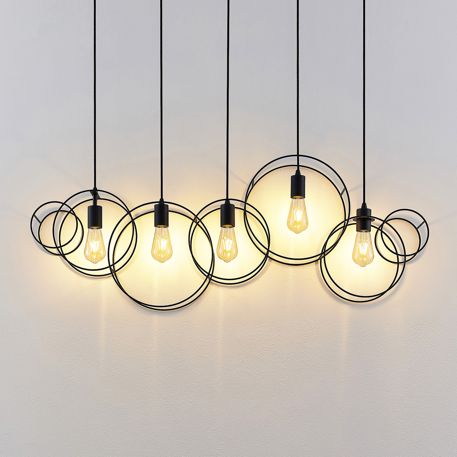 Lucande Andrik -riippuvalo, 5-lamppuinen, Ympyrät - Image 7