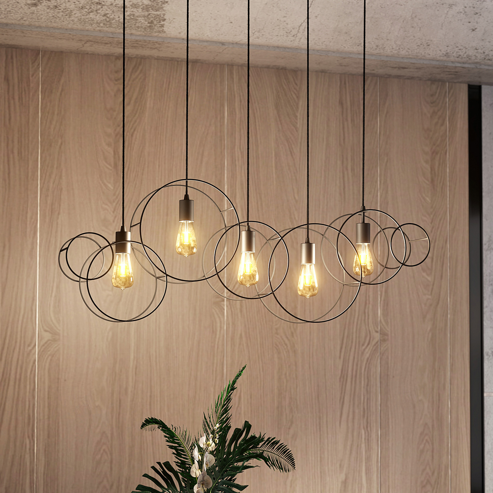 Lucande Andrik -riippuvalo, 5-lamppuinen, Ympyrät - Image 9