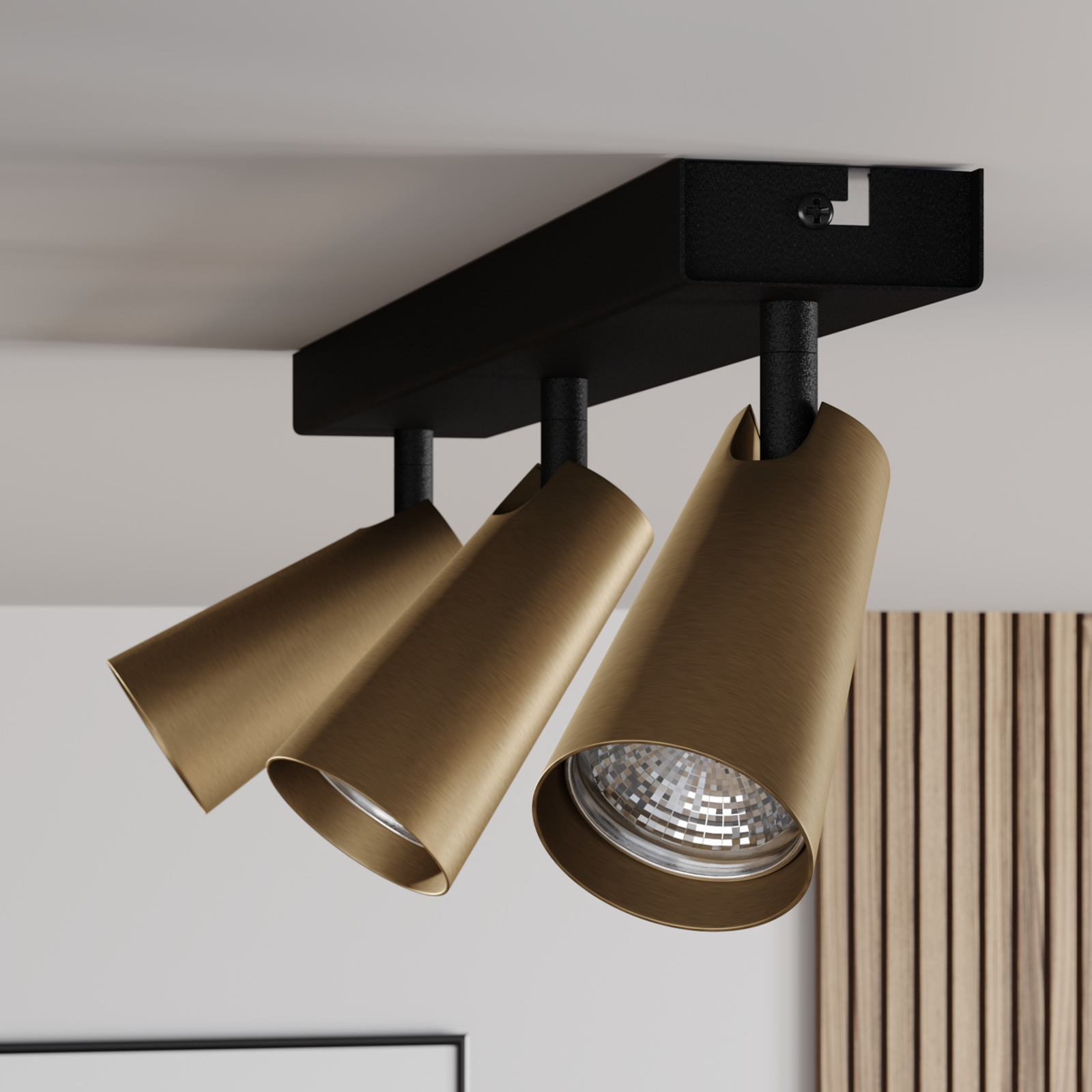 Lucande Angelina -kattovalo Messinki-kulta 3-lamp. - Image 2