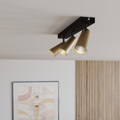 Lucande Angelina -kattovalo Messinki-kulta 3-lamp.