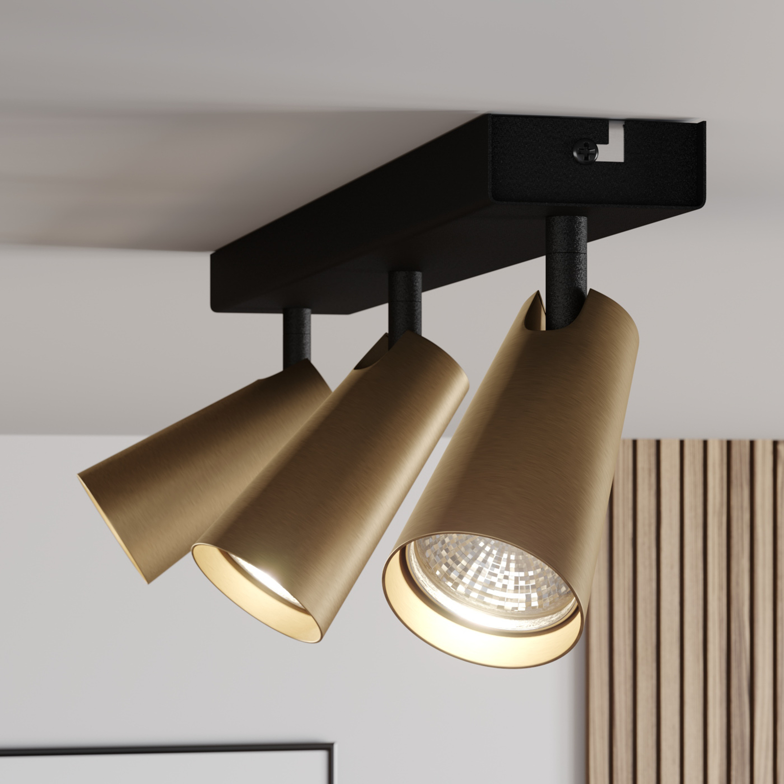 Lucande Angelina -kattovalo Messinki-kulta 3-lamp. - Image 9