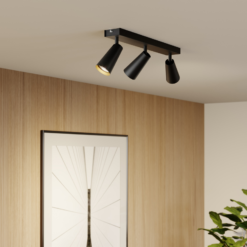 Lucande Angelina -kattovalo, Musta-kulta, 3-lamp.