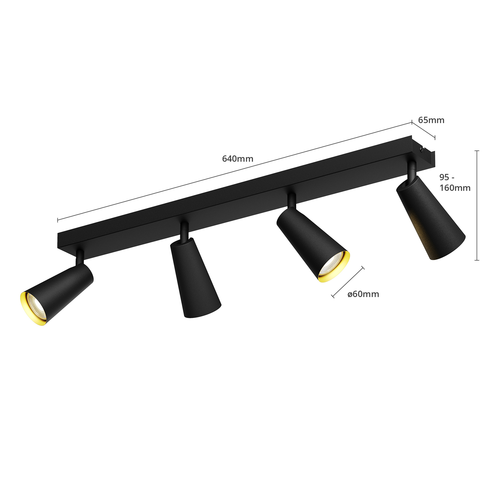 Lucande Angelina -kattovalo, Musta-kulta, 4-lamp. - Image 6