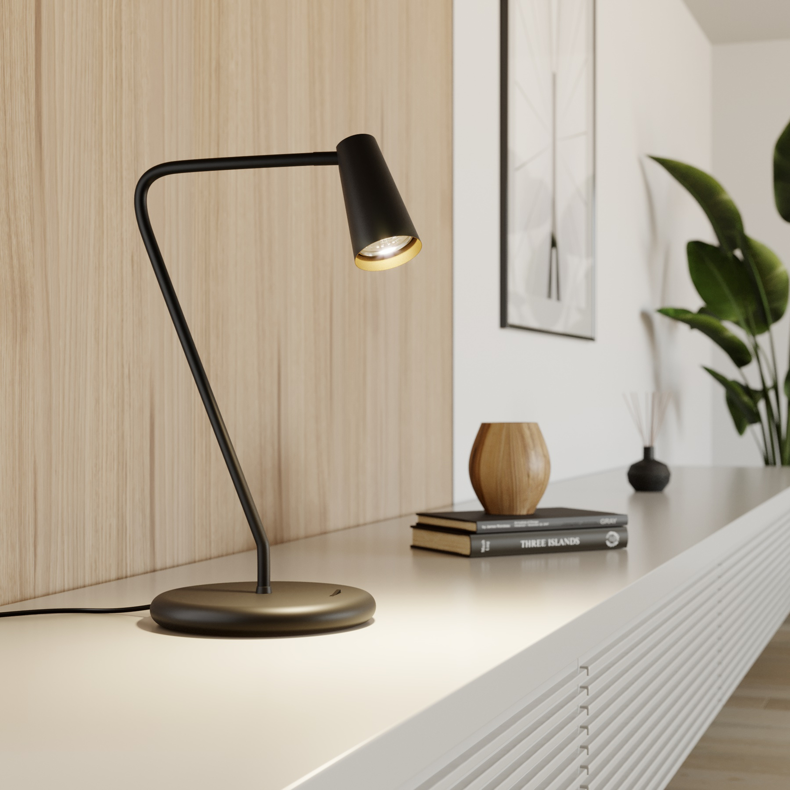 Lucande Angelina -pöytälamppu, Musta-kulta