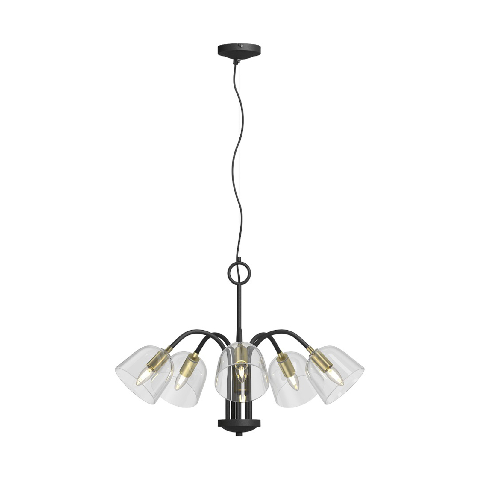 Lucande Anjita -riippuvalo, Lasivarjostin, 5-lamp. - Image 3