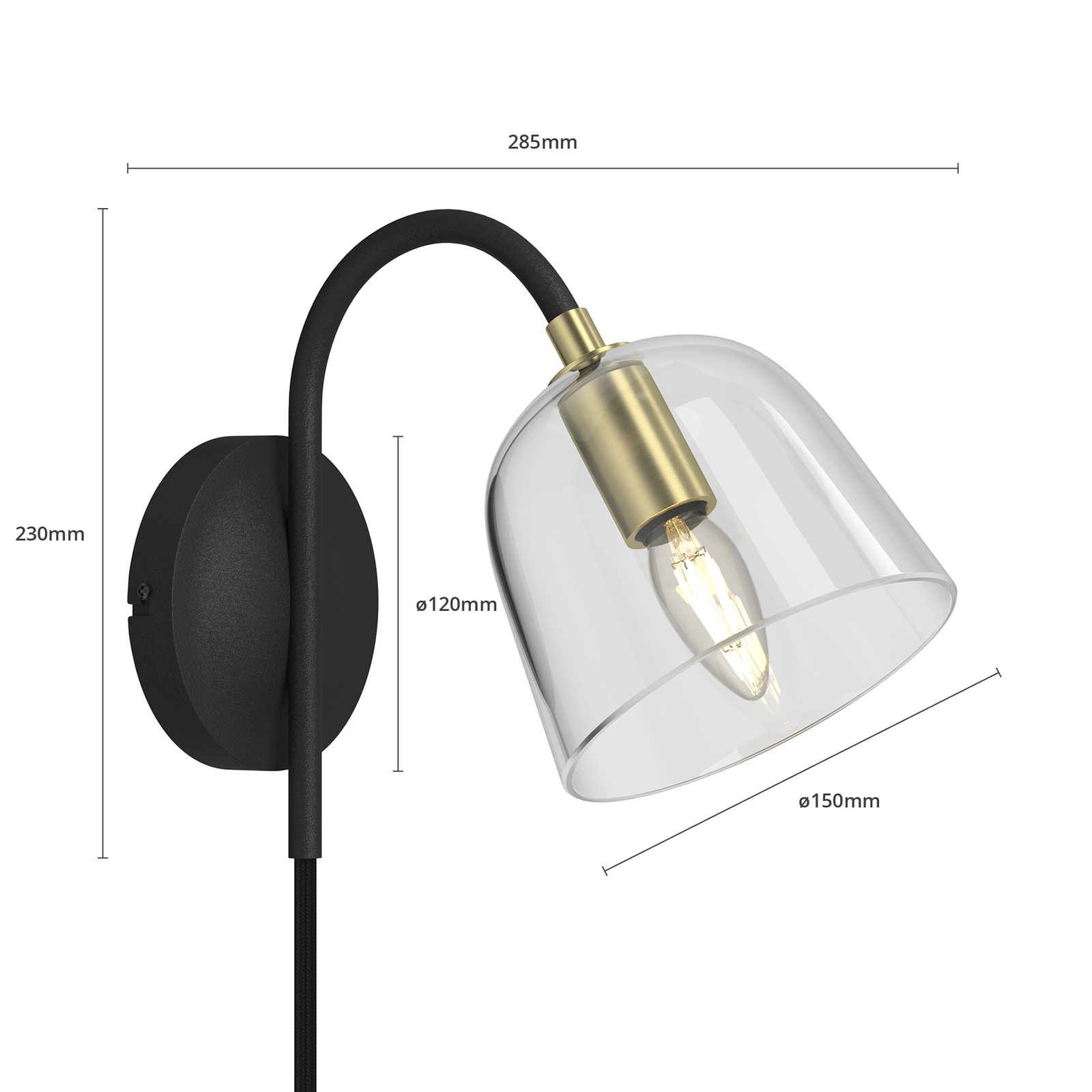 Lucande Anjita -seinälamppu Lasivarjostimella - Image 3