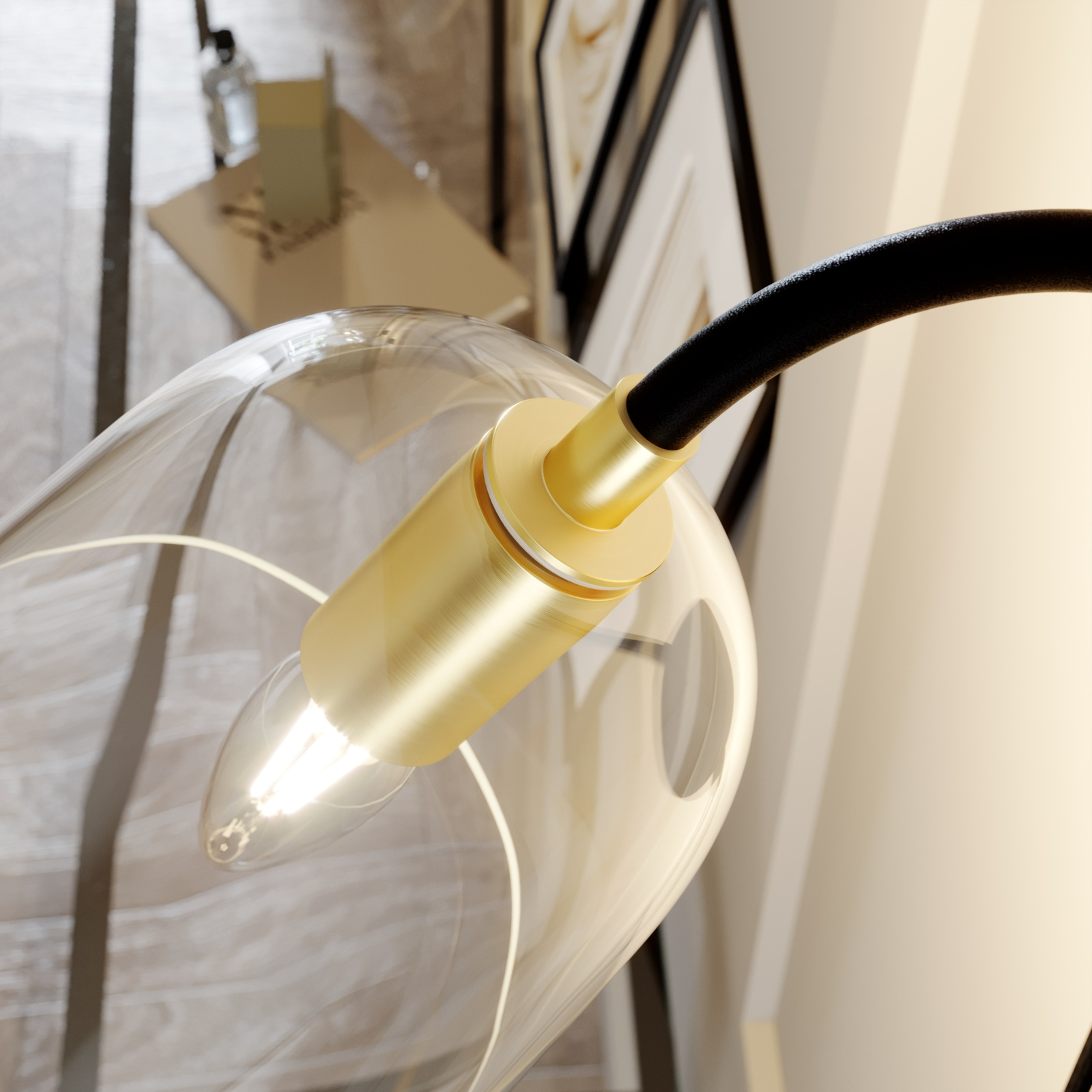 Lucande Anjita -seinälamppu Lasivarjostimella - Image 5