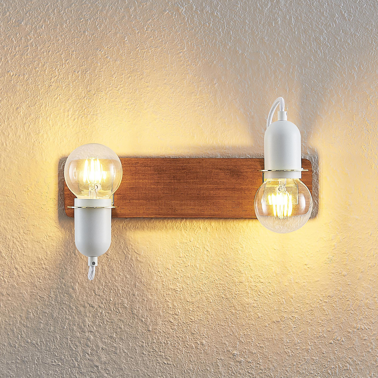 Lucande Becky -seinälamppu Puuta, Valkoinen - Image 6