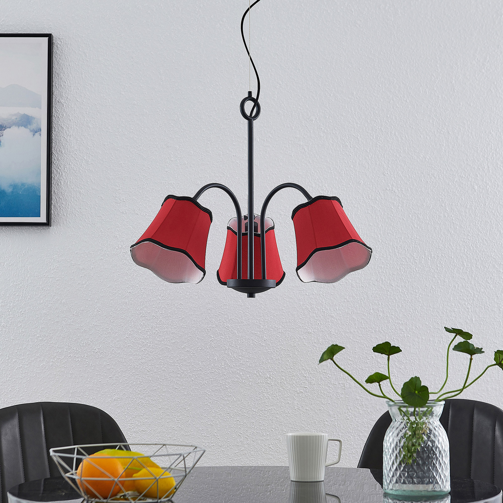 Lucande Binta -riippuvalo, 3-lamppuinen, Ruoste