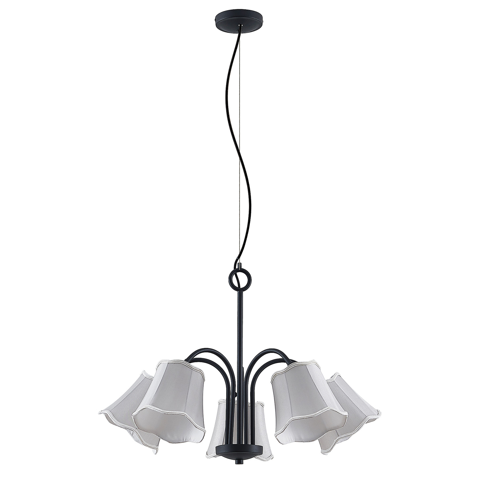 Lucande Binta-riippuvalo 5-lamppuinen Hopeanharmaa - Image 2