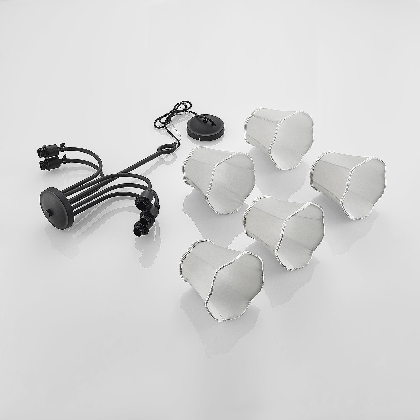 Lucande Binta-riippuvalo 5-lamppuinen Hopeanharmaa - Image 7