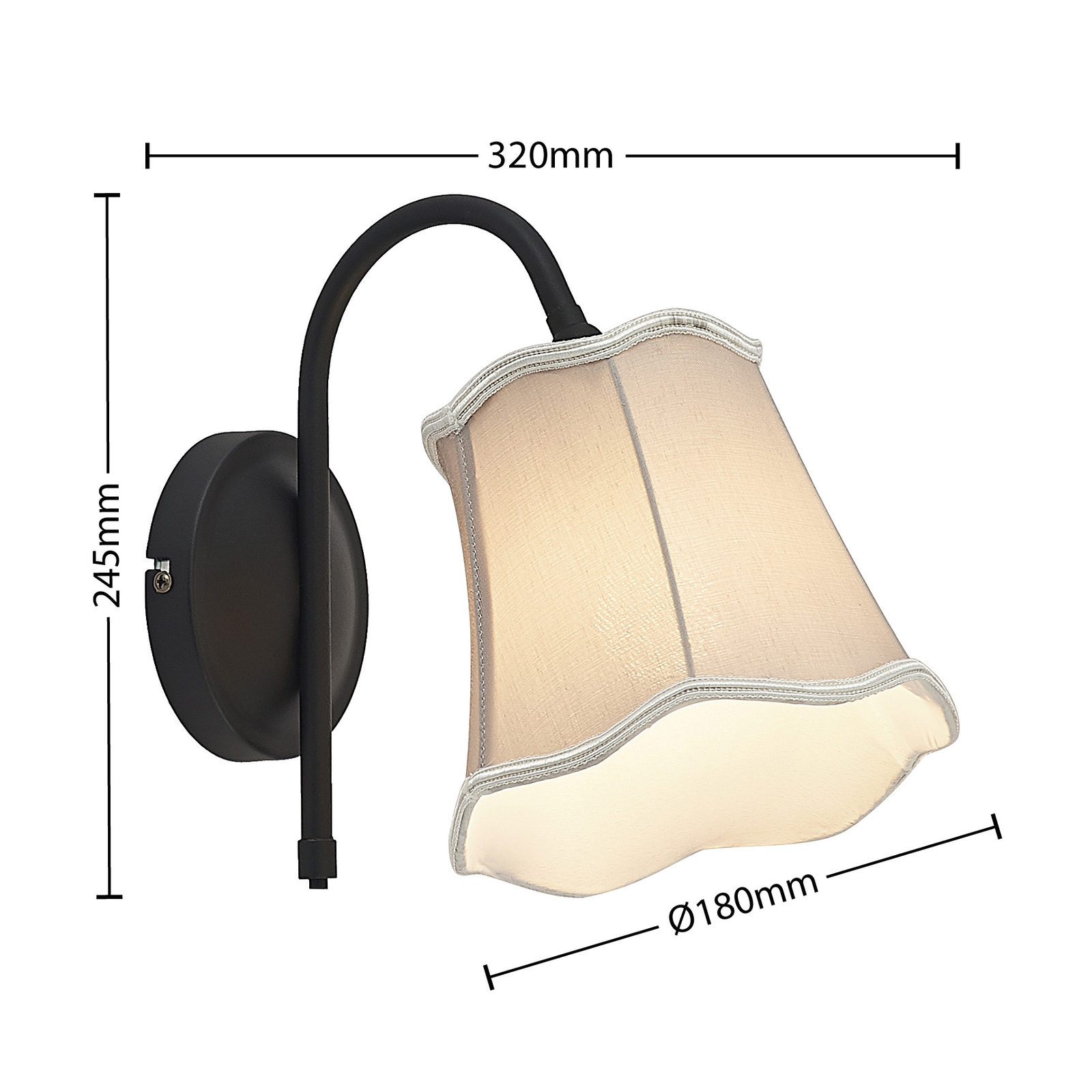 Lucande Binta -seinälamppu, Vintage, Hopeanharmaa - Image 3