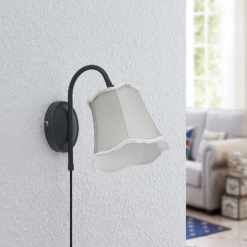 Lucande Binta -seinälamppu, Vintage, Hopeanharmaa