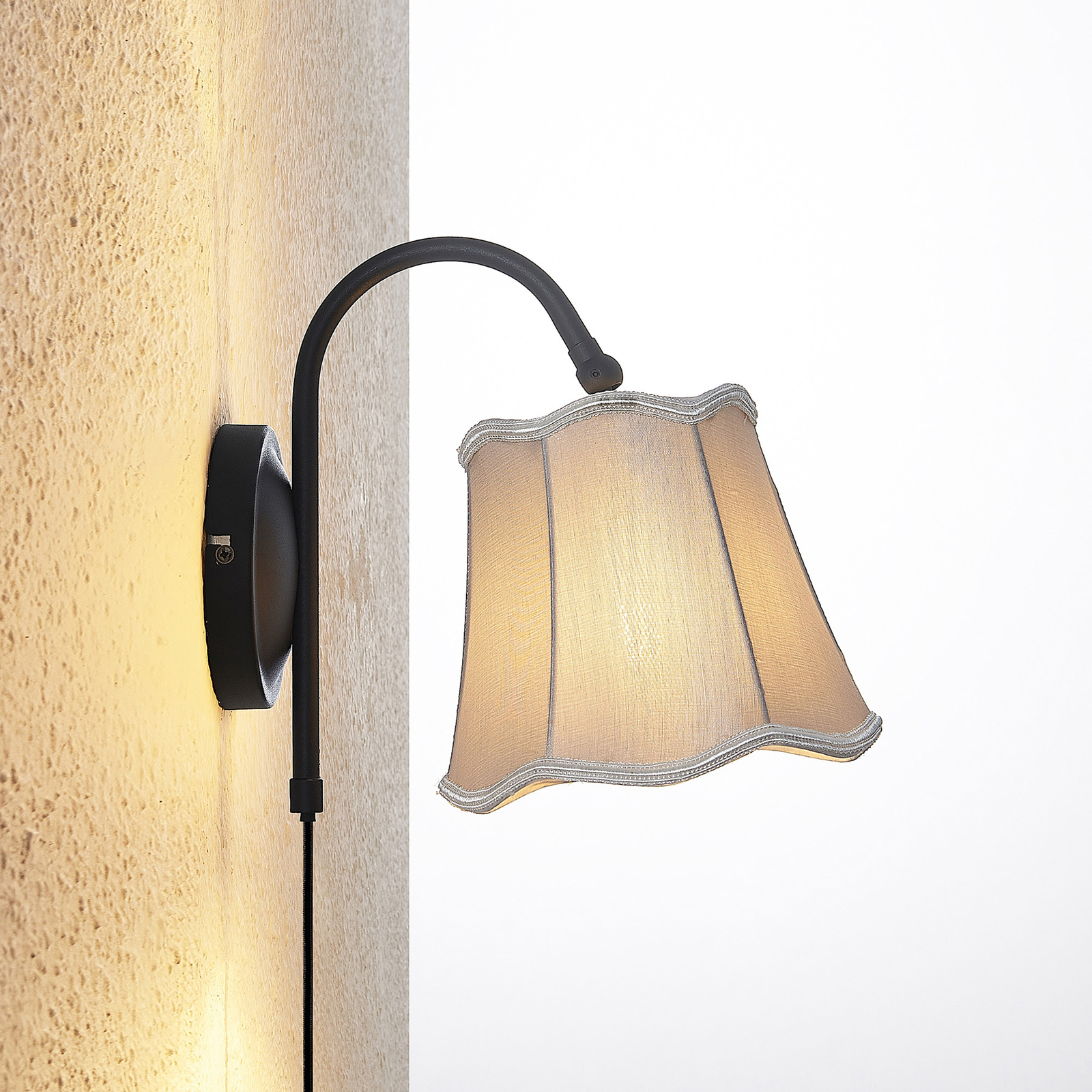 Lucande Binta -seinälamppu, Vintage, Hopeanharmaa - Image 5