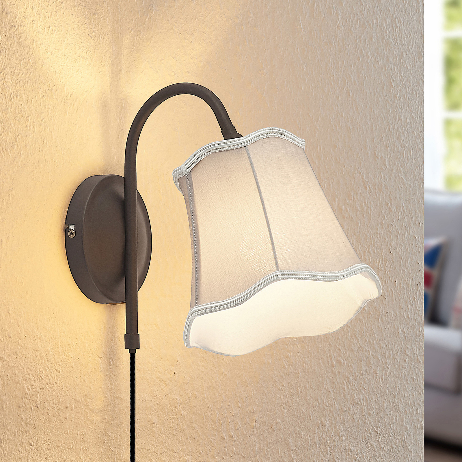 Lucande Binta -seinälamppu, Vintage, Hopeanharmaa - Image 9