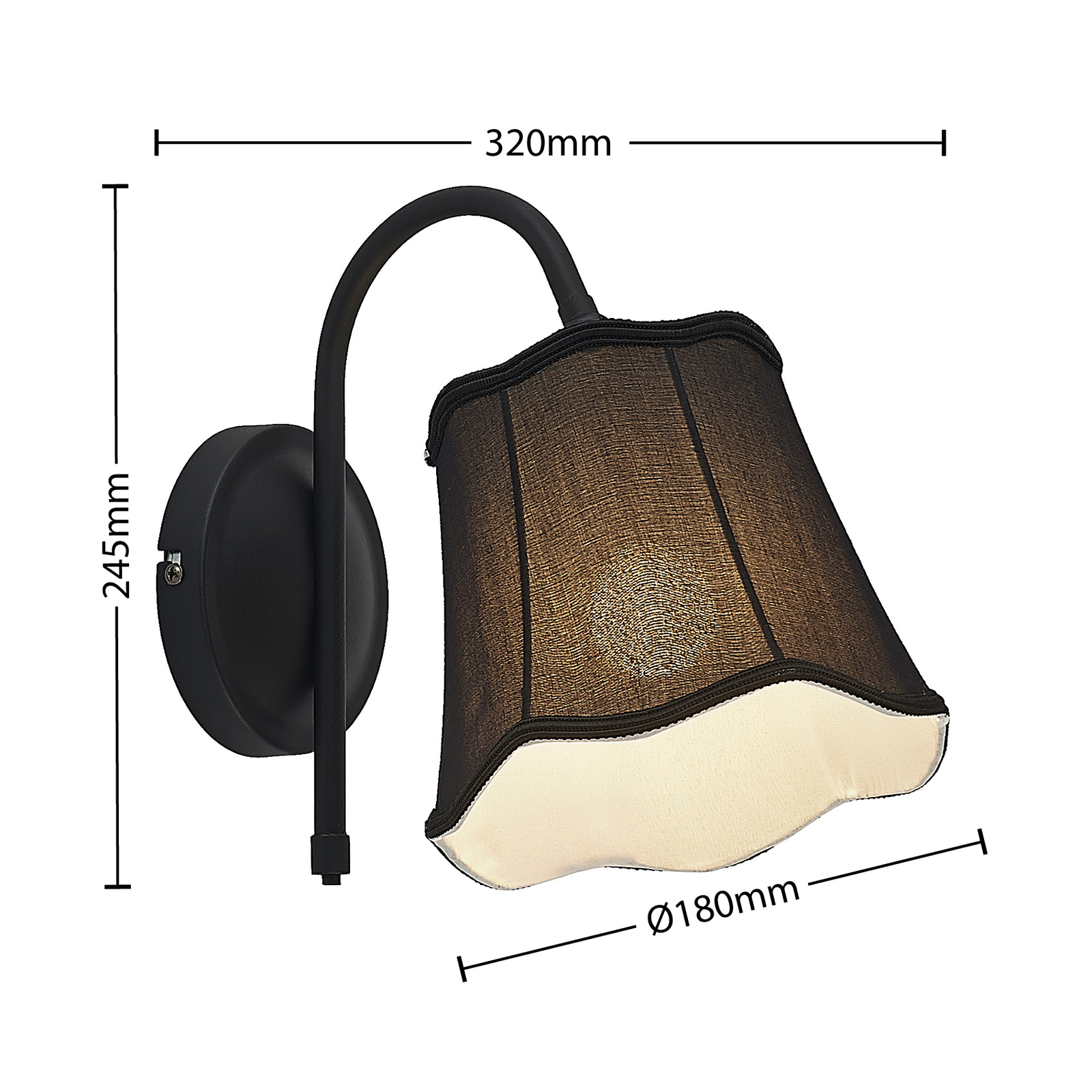 Lucande Binta -seinälamppu, Vintage, Musta - Image 3