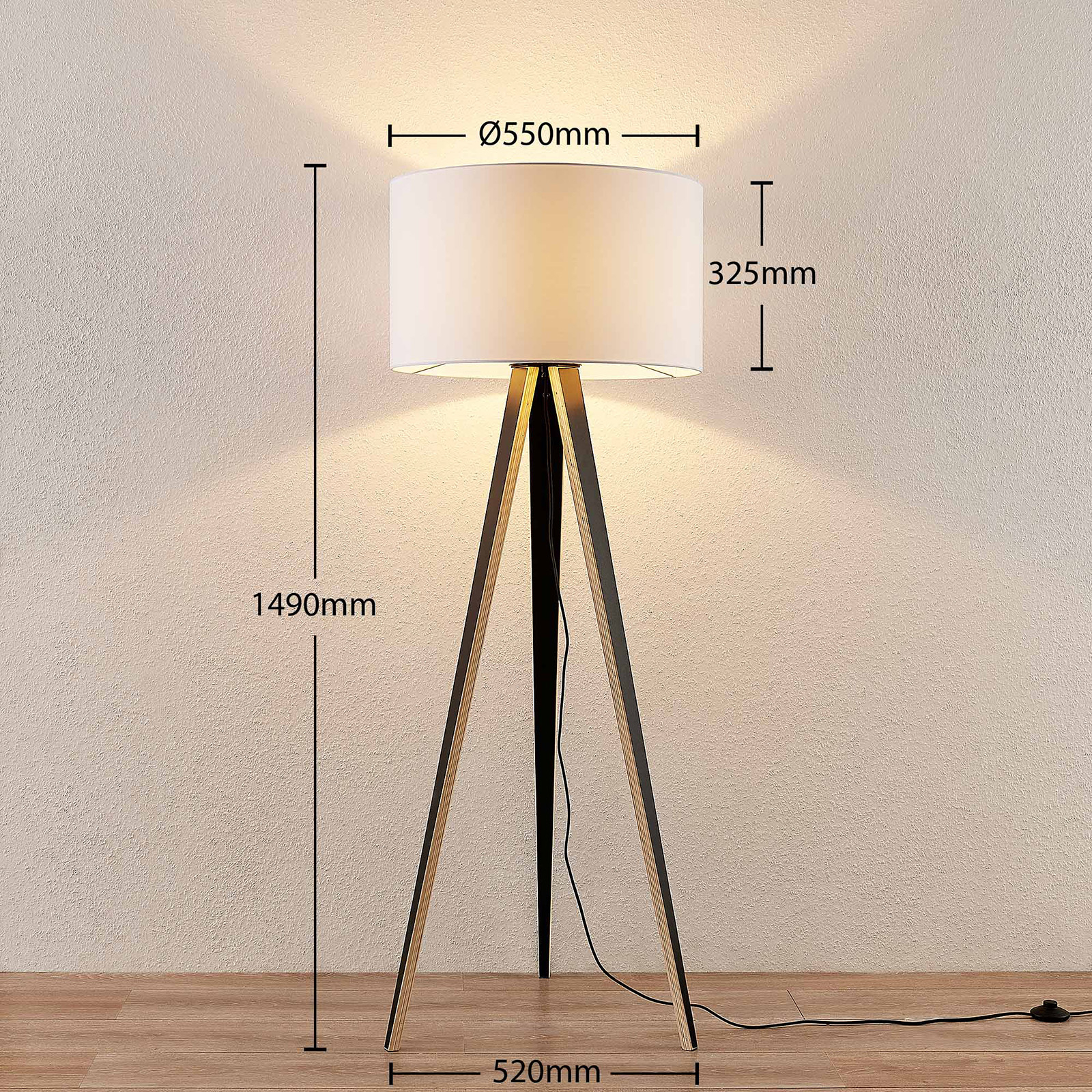 Lucande Bodhi -lattiavalo Kolmijalalla, Valkoinen - Image 3