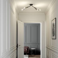 Lucande Carlea -kattovalo, 4-lamp. Musta-nikkeli