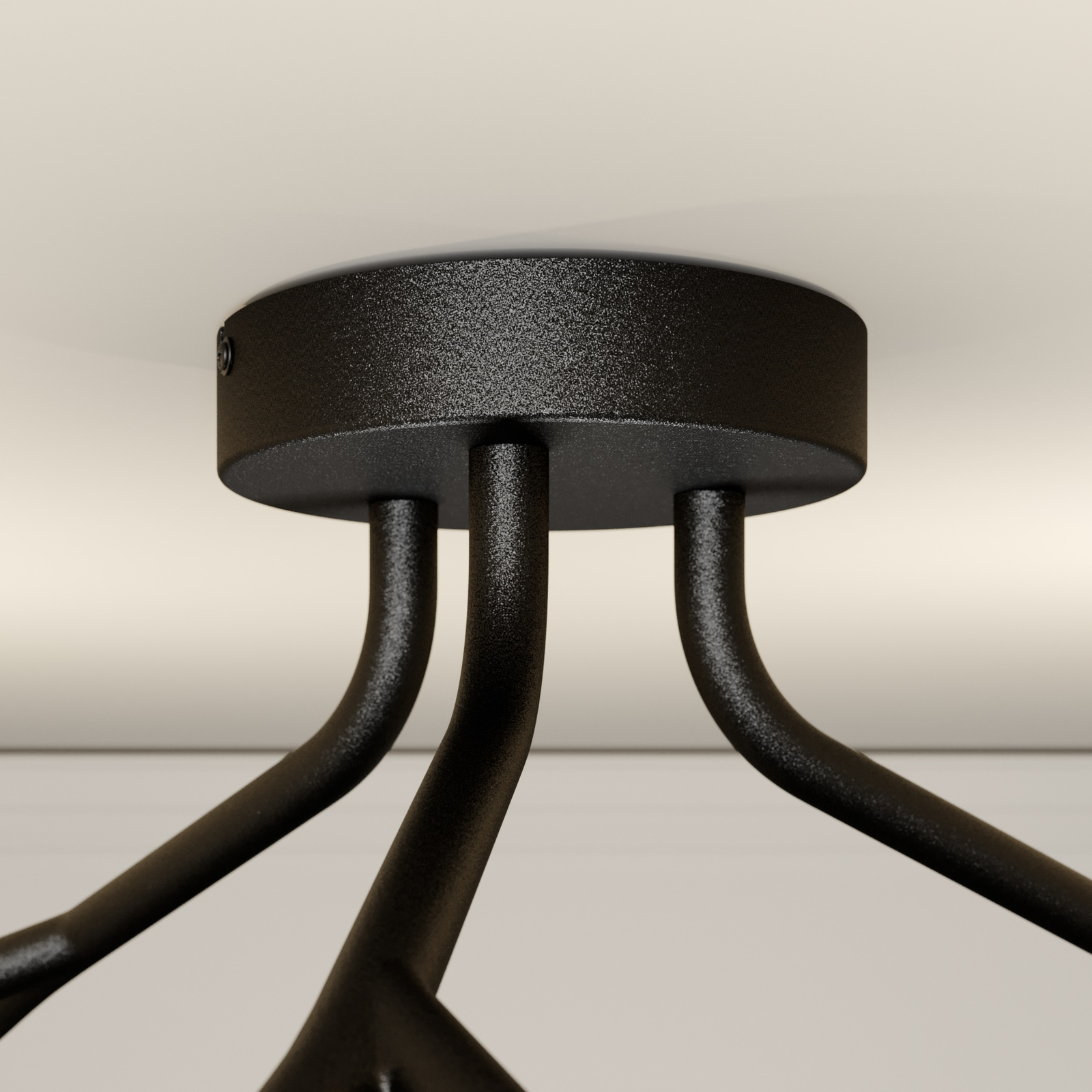 Lucande Carlea -kattovalo, 6-lamp. Musta-messinki - Image 3