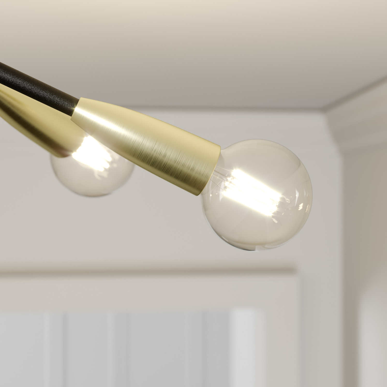 Lucande Carlea -kattovalo, 6-lamp. Musta-messinki - Image 4