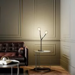 Lucande Carlea -pöytävalo, 2-lamp., Musta-nikkeli