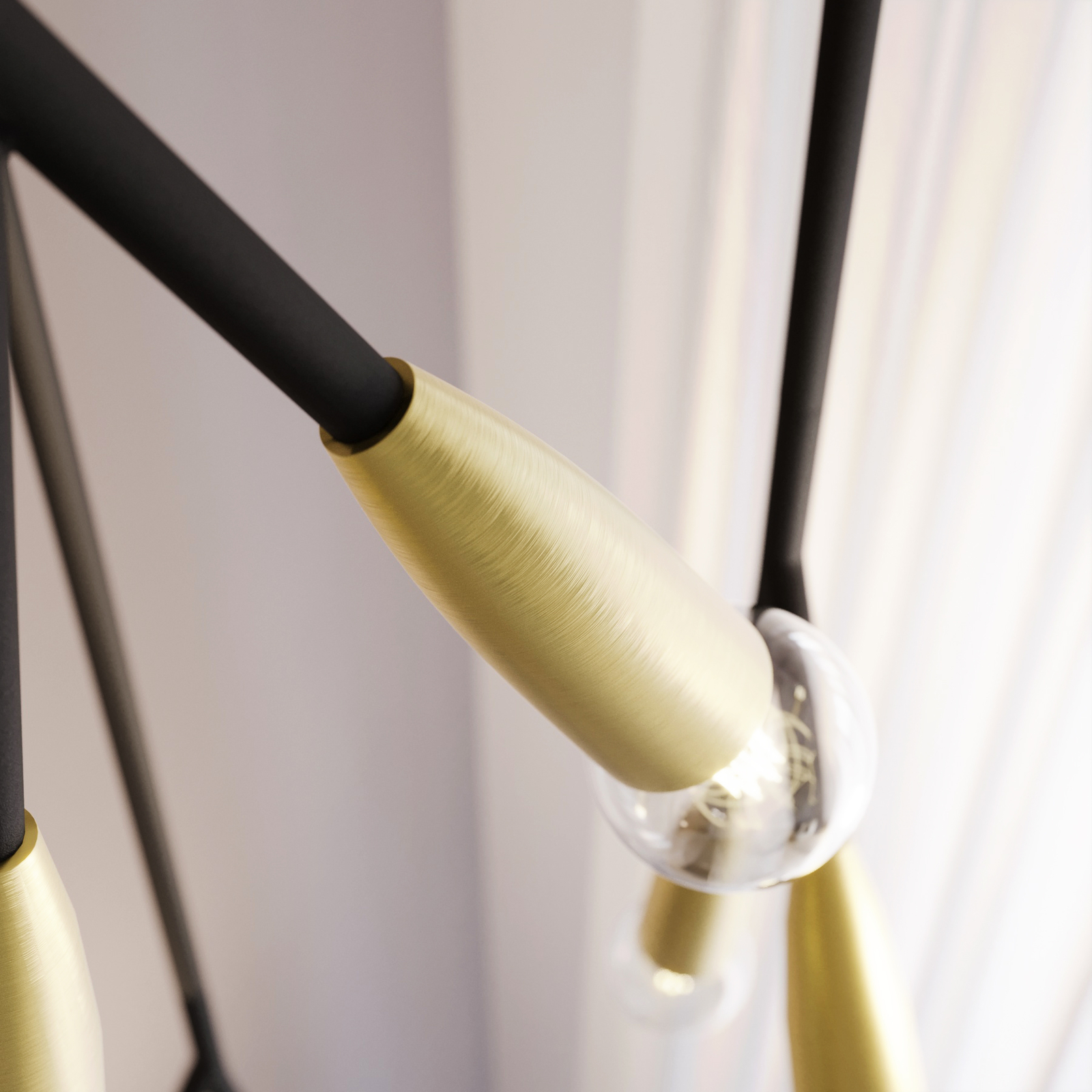 Lucande Carlea -riippuvalo, 6-lamp. Musta-messinki - Image 4