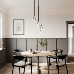 Lucande Carlea -riippuvalo, 6-lamp. Musta-nikkeli