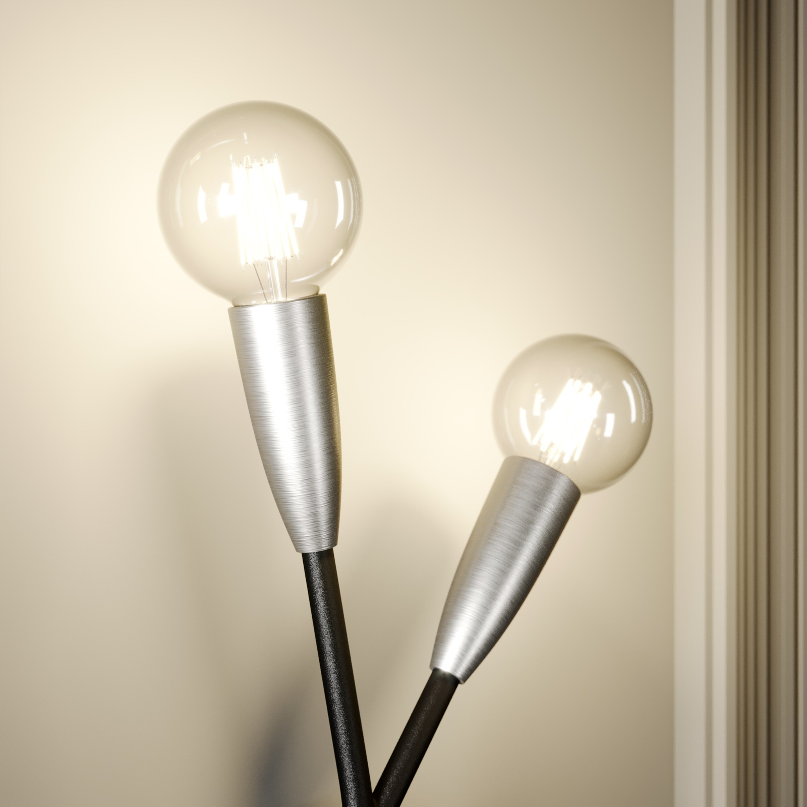 Lucande Carlea -seinävalo, 2-lamp. Musta-nikkeli - Image 4