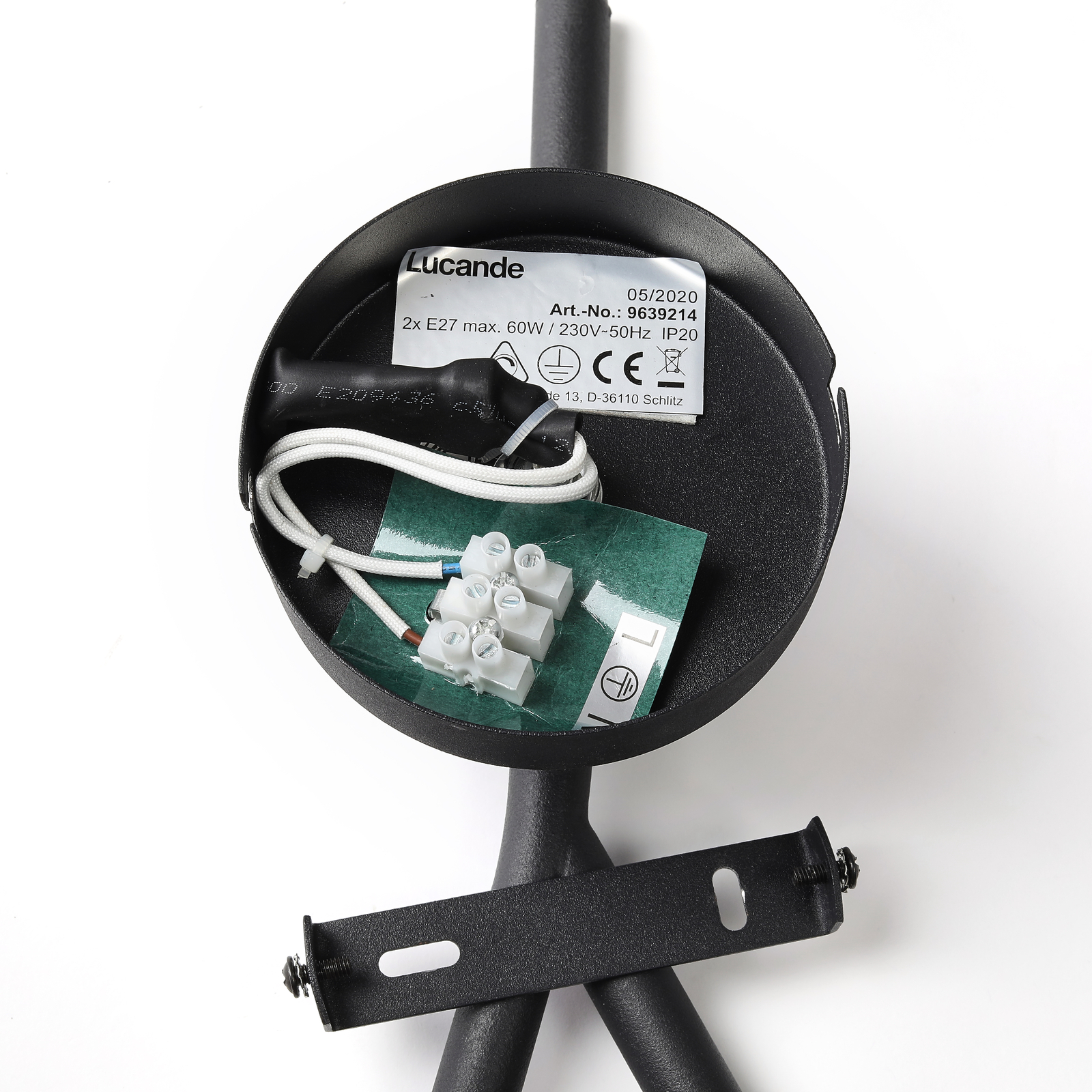 Lucande Carlea -seinävalo, 2-lamp. Musta-nikkeli - Image 7