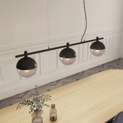 Lucande Dustian -riippuvalo, 3-lamp., 124 Cm