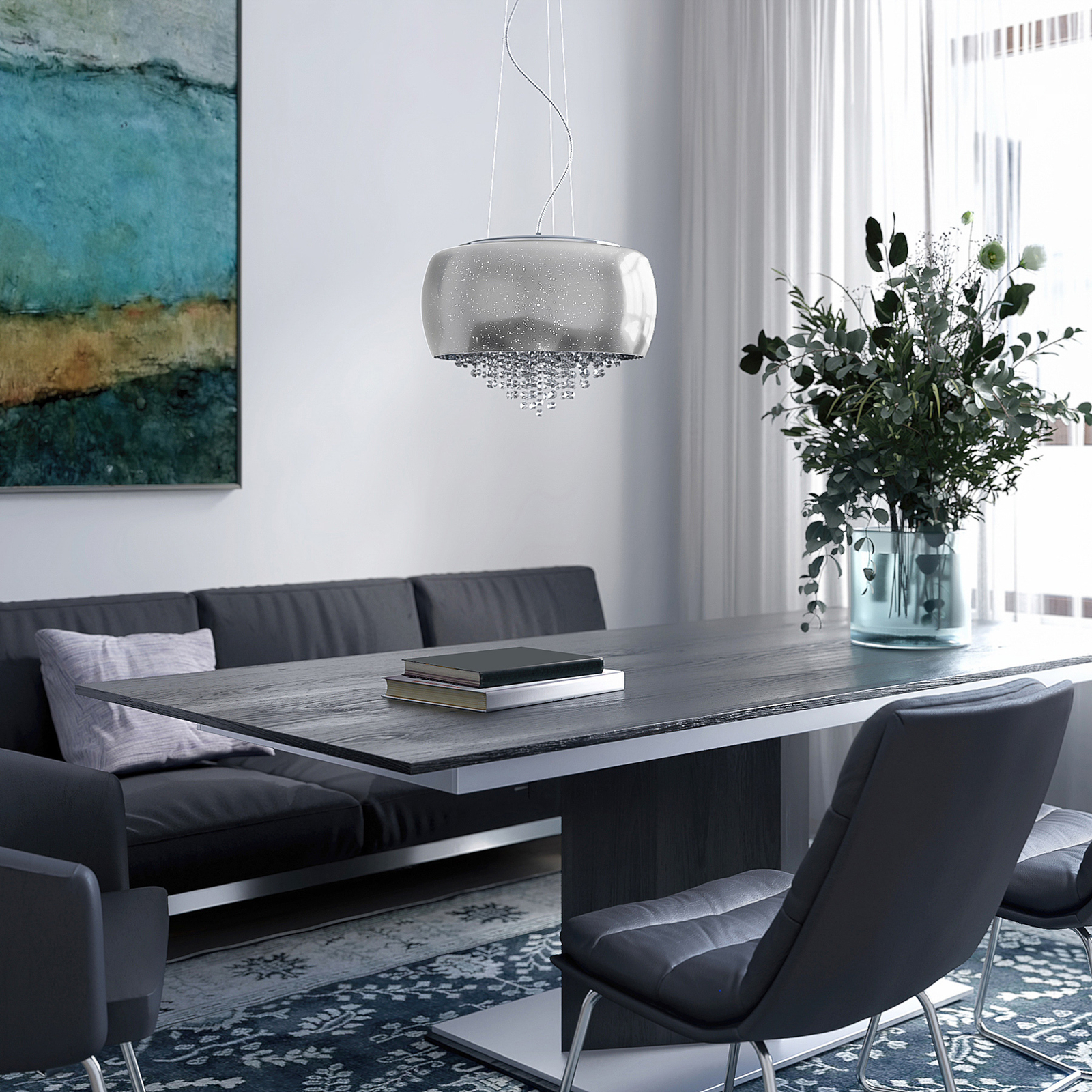 Lucande Elinara -kristalliriippuvalaisin, Kromi - Image 2