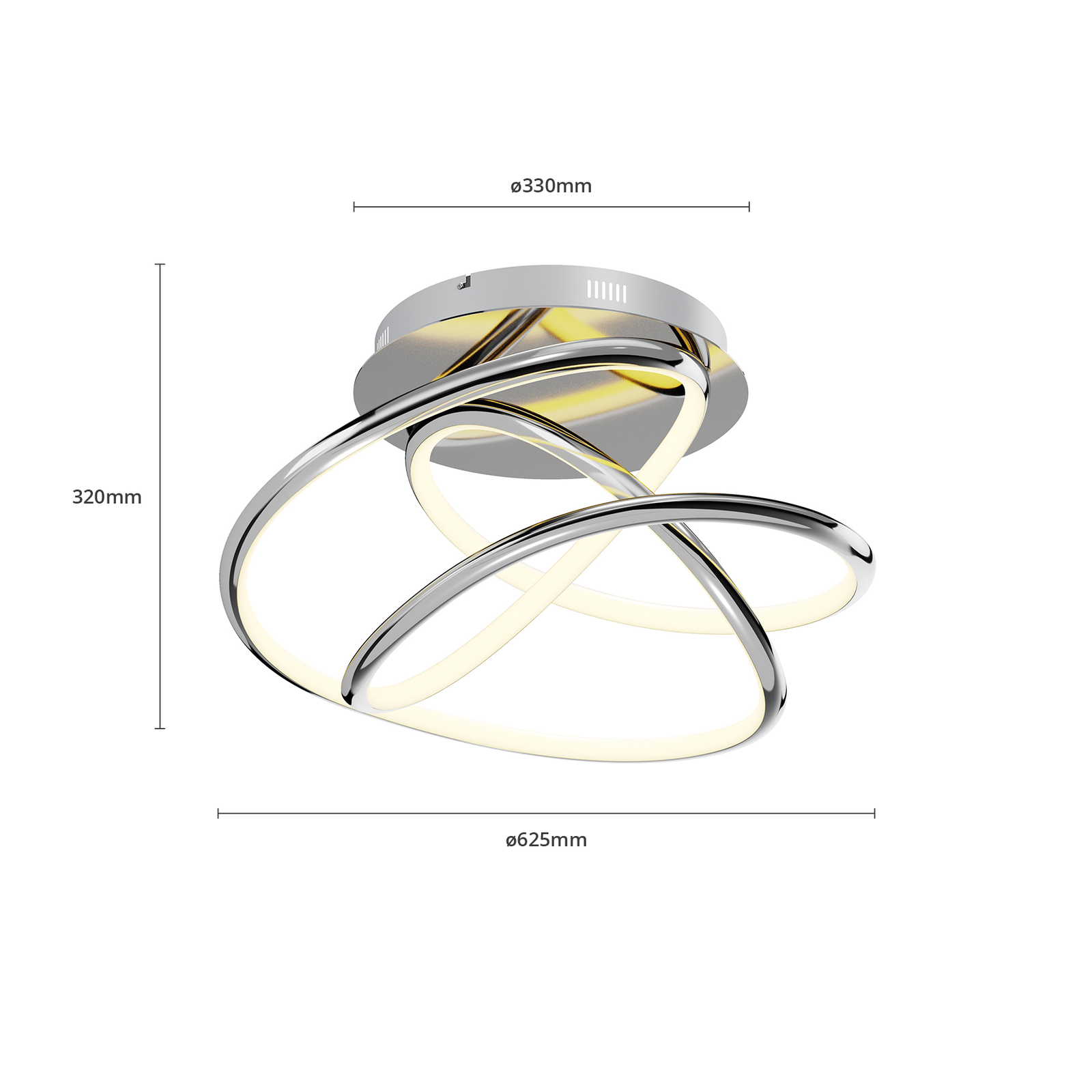 Lucande Fluxus -LED-kattovalo, 3-port. Himmennys - Image 6